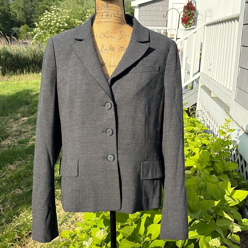 Ann Taylor Wool Blend Blazer Classic Gray Vintage Size 14 EUC